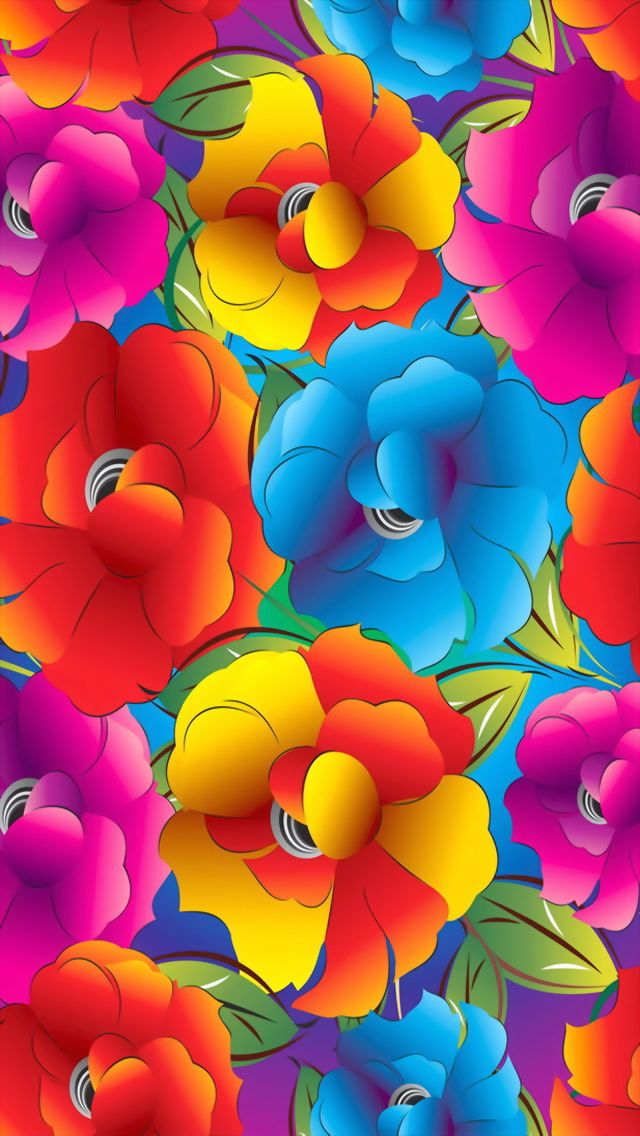 iPhone Wallpaper Bright Rainbow Floral