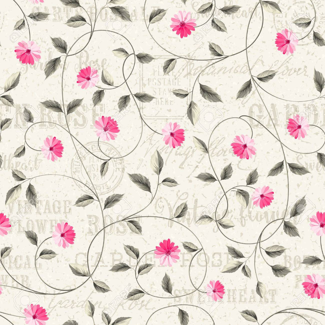 Wallpaper Texture Seamless Floral Background Shabby Chic Style
