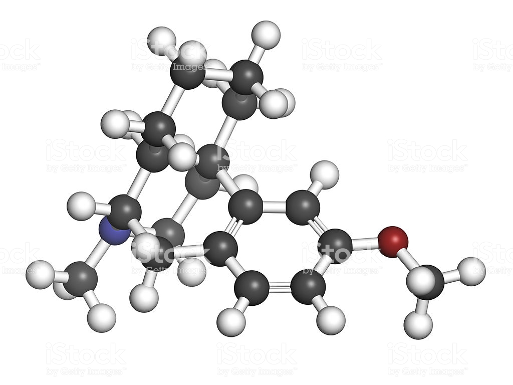 Dextromethorphan Cough Suppressant Drug Molecule Stock Photo
