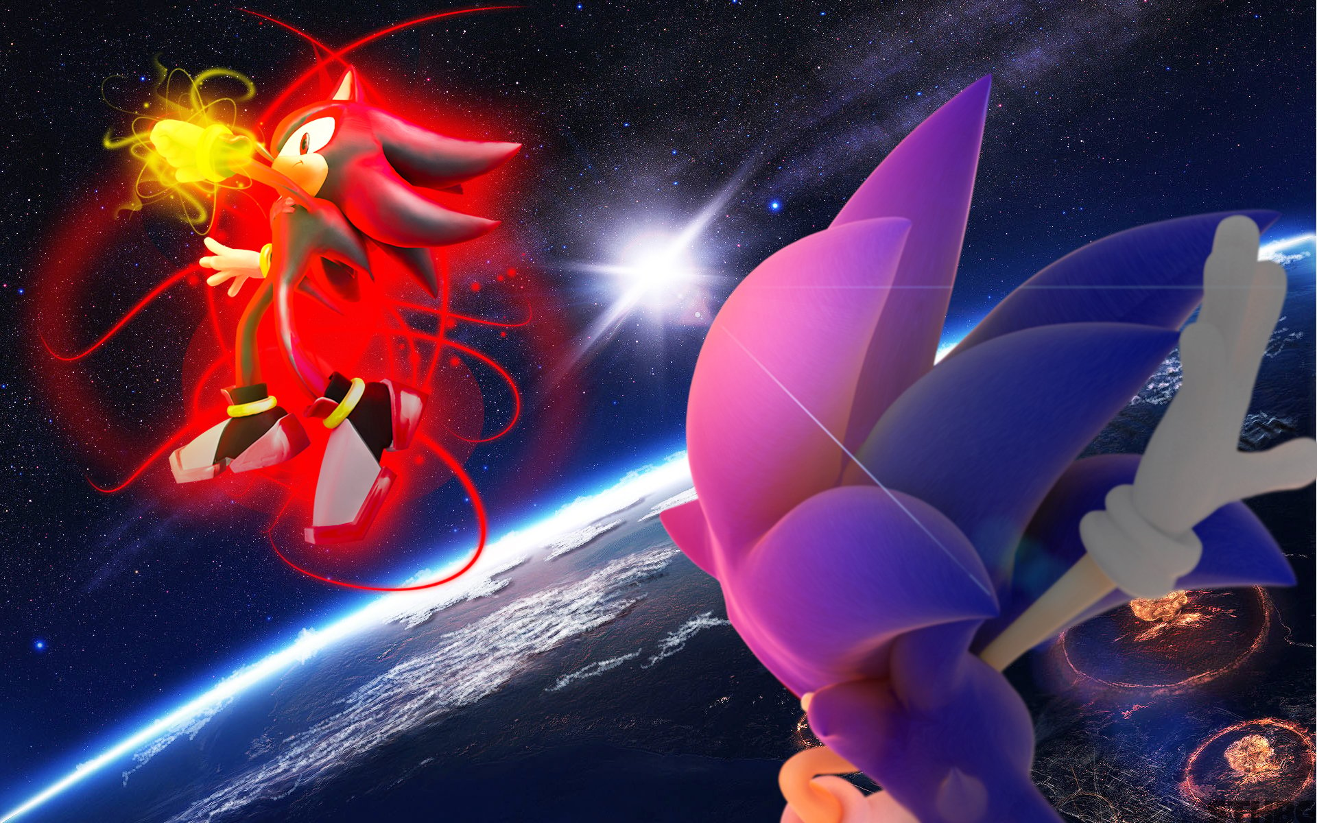 Sonic Vs Shadow   Wallpaper by SonicTheHedgehogBG on
