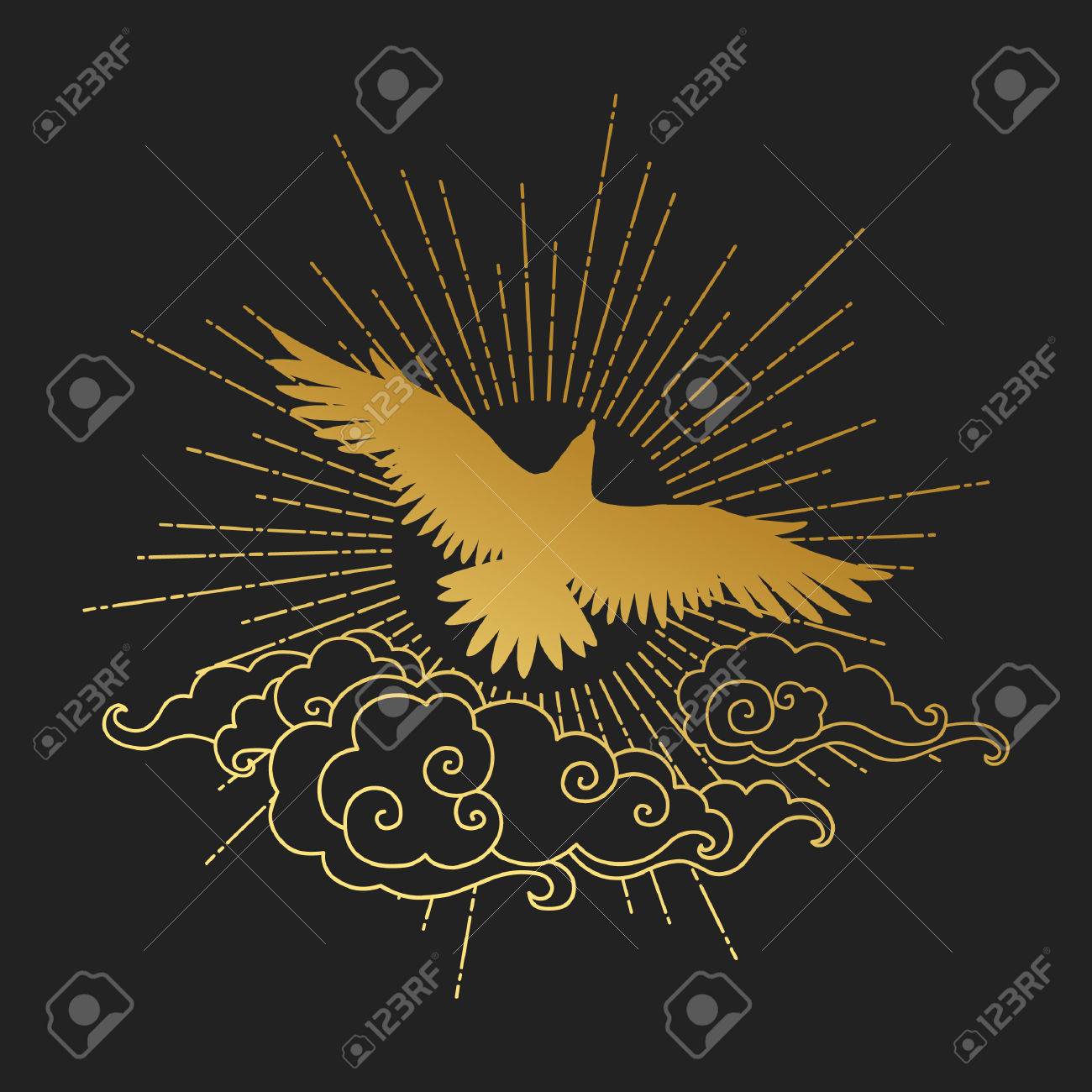 Free Download Soaring Bird Of Prey Gold Silhouette On Black Background free-download-soaring-bird-of-prey-gold-silhouette-on-black-background