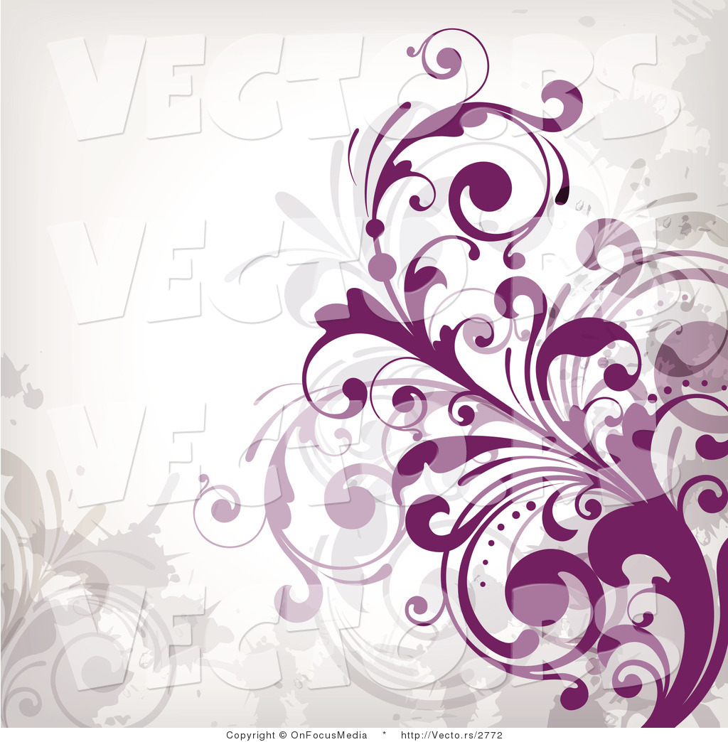 Purple Flourish Vines Background Design On White Version