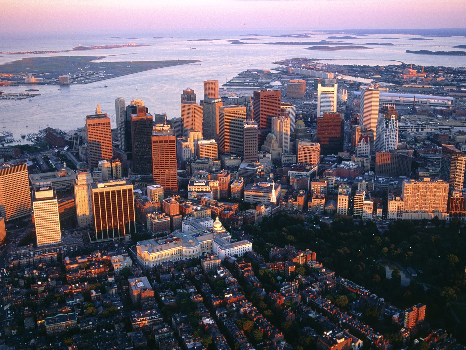 Aerial Of Downtown Boston Massachusetts Wallpaper