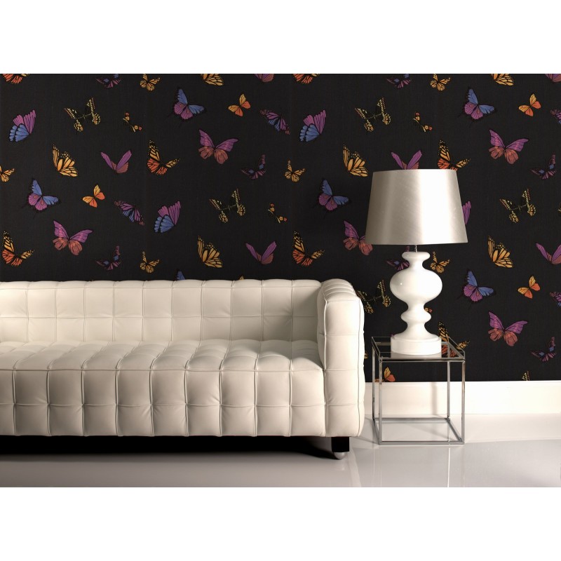 Home Flutterby Black Glitter Wallpaper By Graham Brown