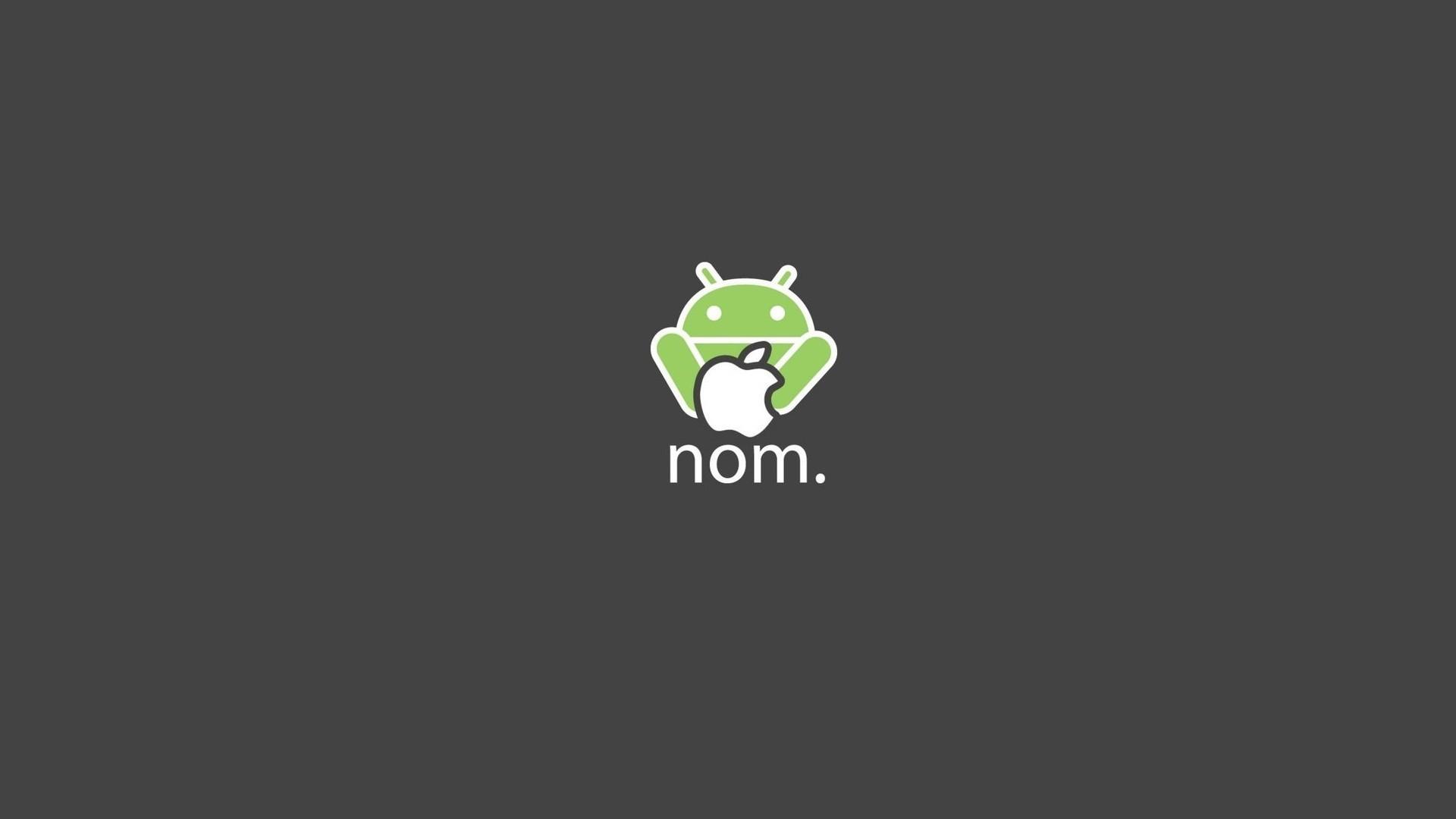 Android Eating Apple Nom Wallpaper