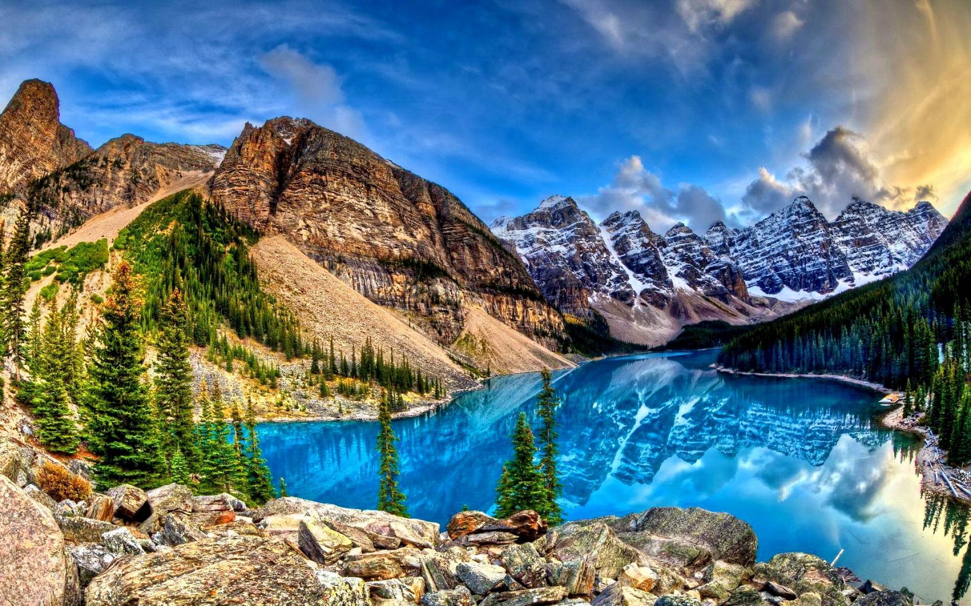 HDr Banff National Park Reflection Landscape Tree Mountain Wallpaper