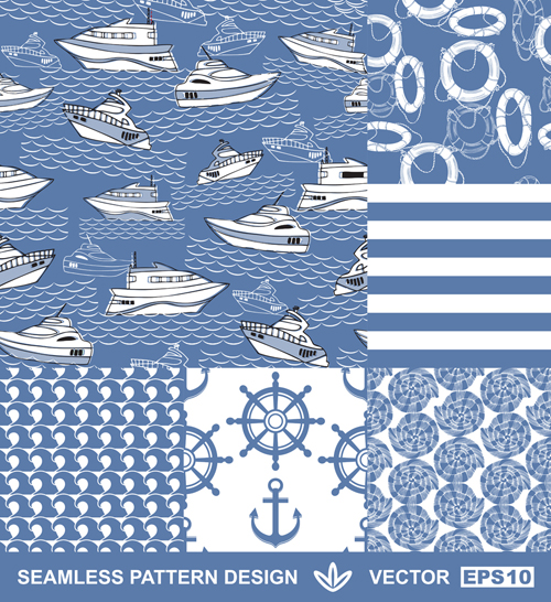 Different Marine Pattern Design Elements Vector