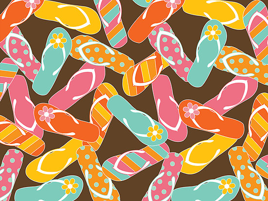 Summer Flip Flops On Beach Wallpaper Colorful Fun