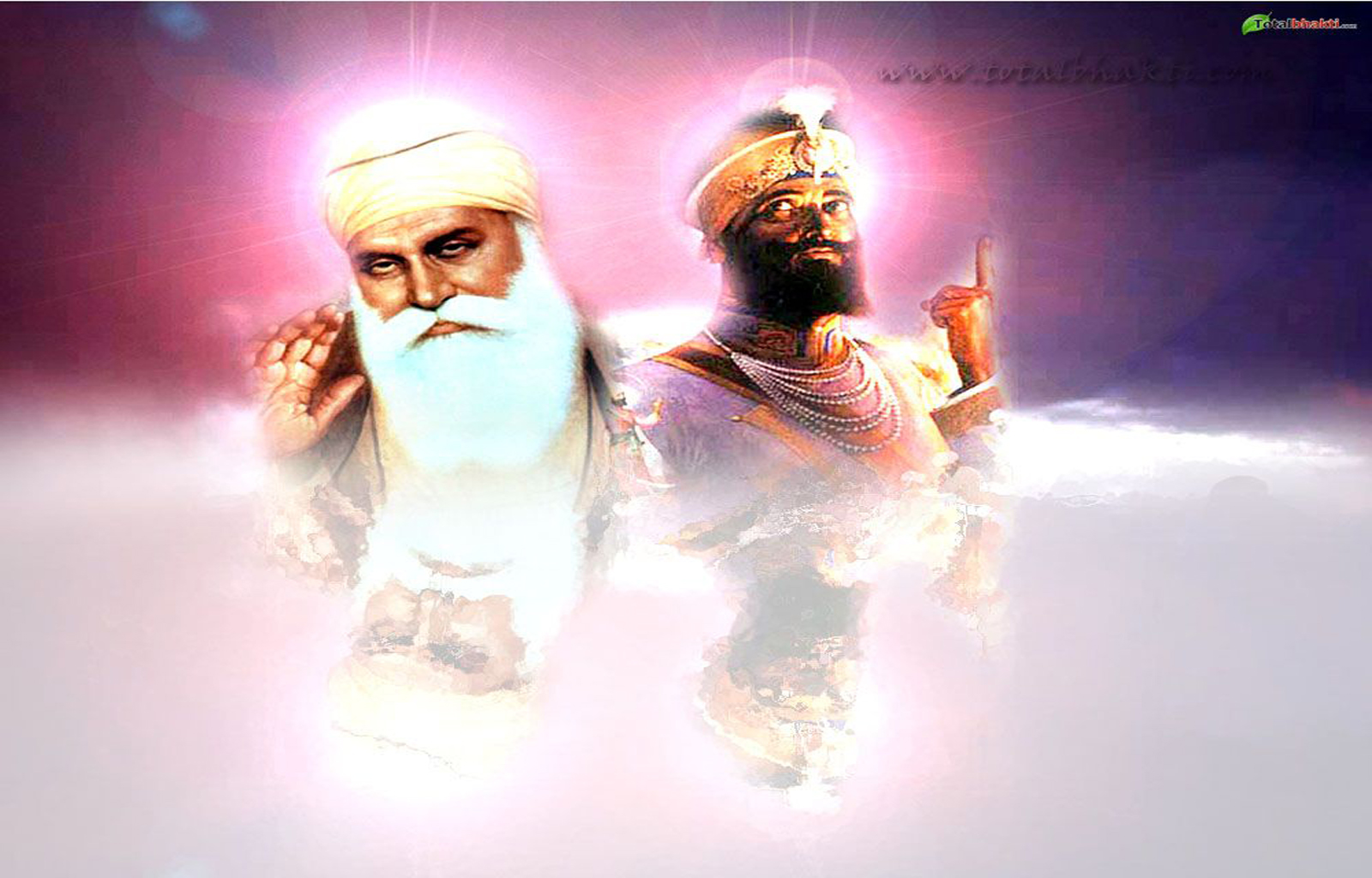 Guru Nanak Shahab Image Purple And Gray Color