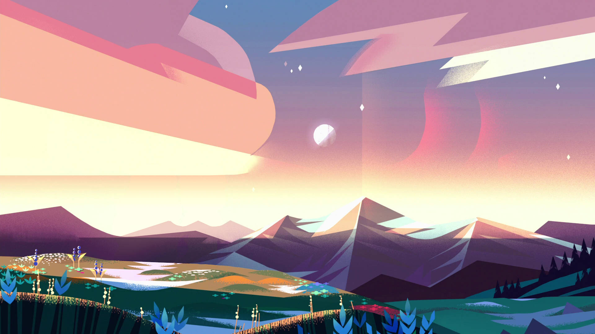 Pink Sky From Steven Universe iPad Wallpaper