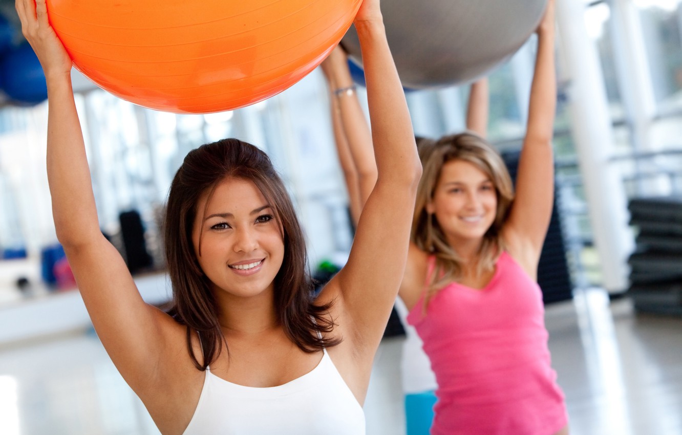 Wallpaper Gym Training Exercises Balls Ball Women Image