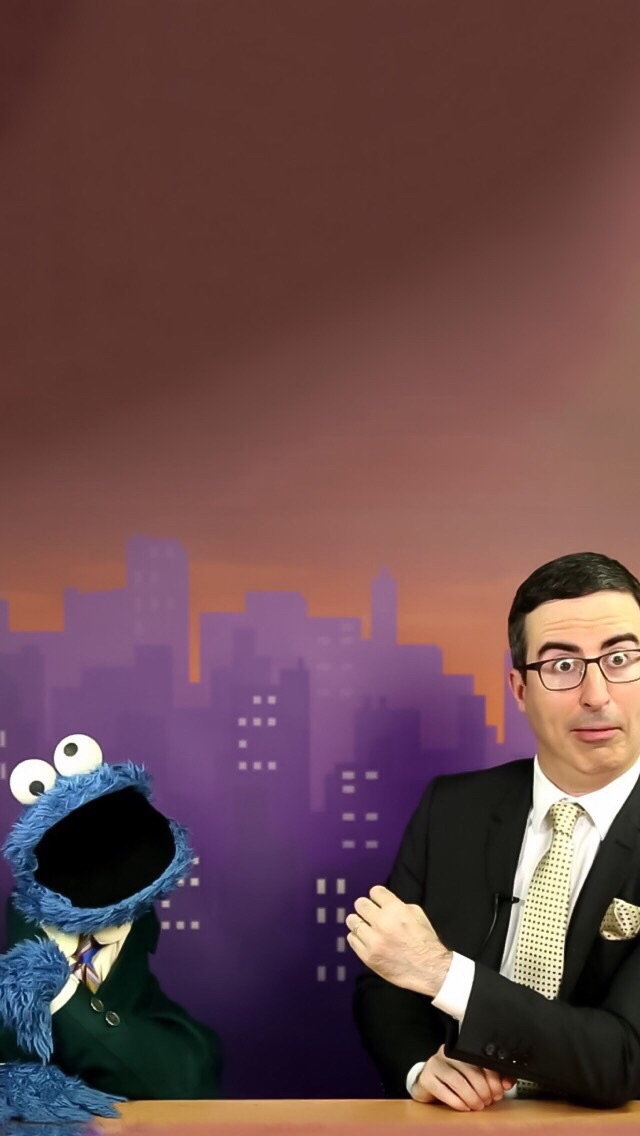 Cookie Monster And John Oliver iPhone Wallpaper