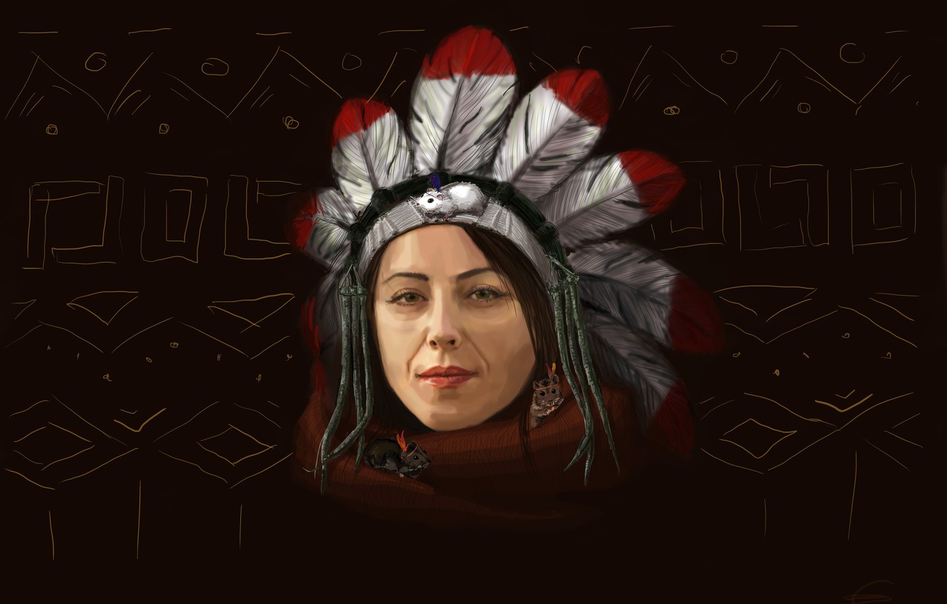 Wallpaper Woman Feathers Chief American Indian Image For