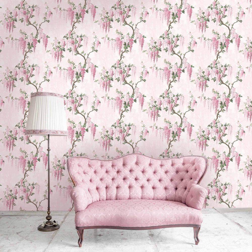 Wisteria In Pretty Pink Floral Wallpaper By Woodchip Magnolia