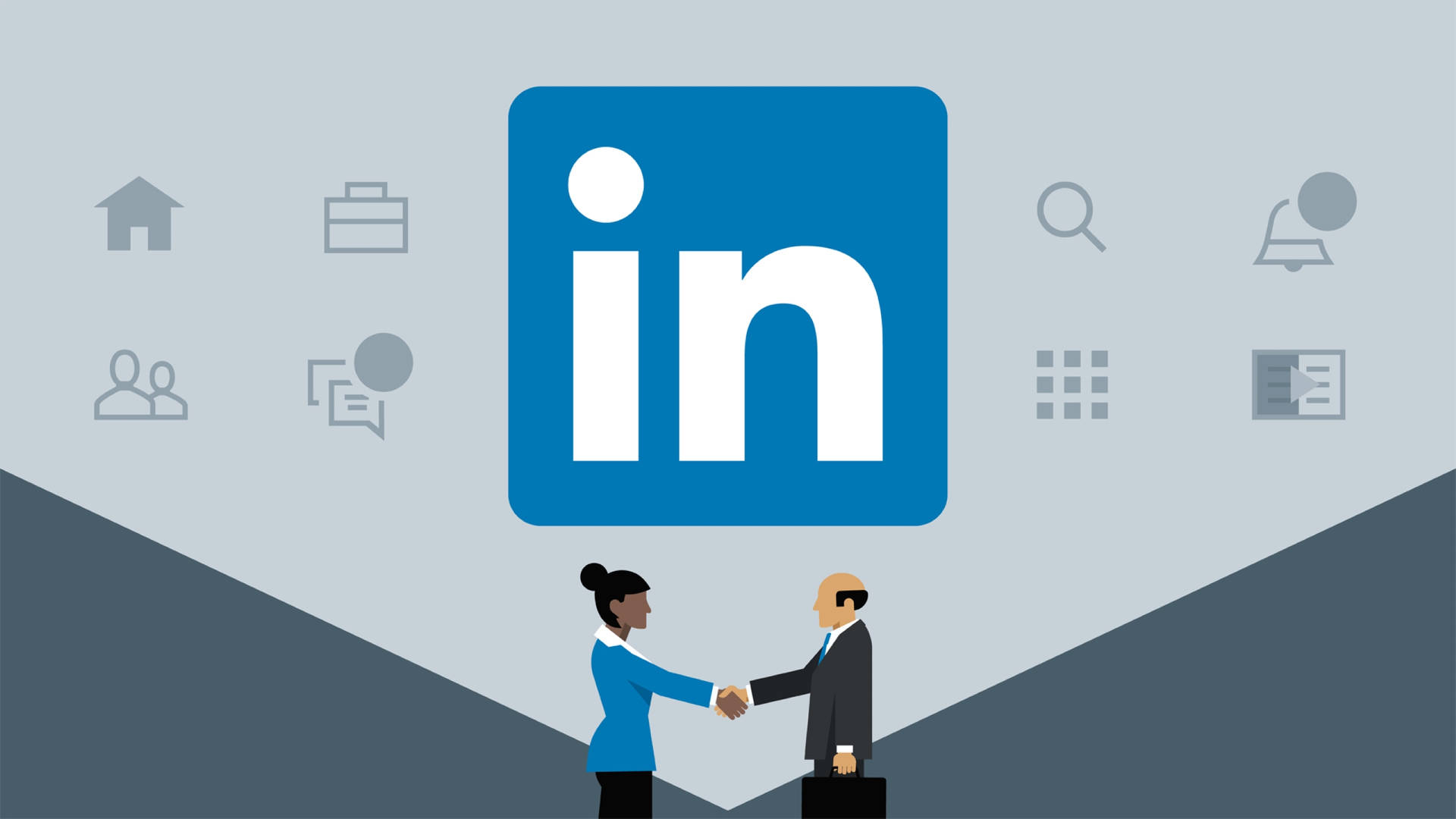 Two professionals shaking hands under the LinkedIn logo, symbolizing networking and career opportunities