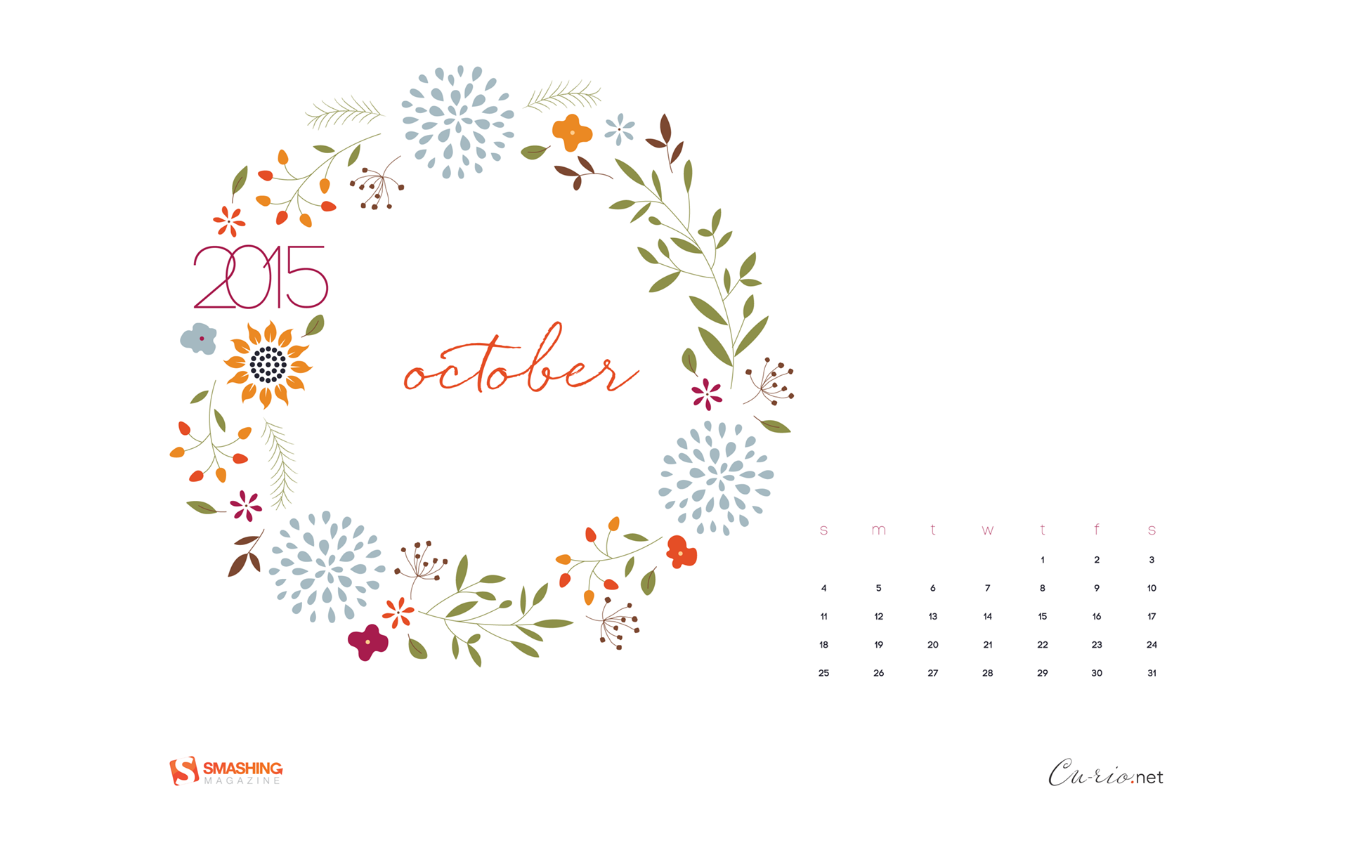 Desktop Calendars Wallpaper October Fall Floral