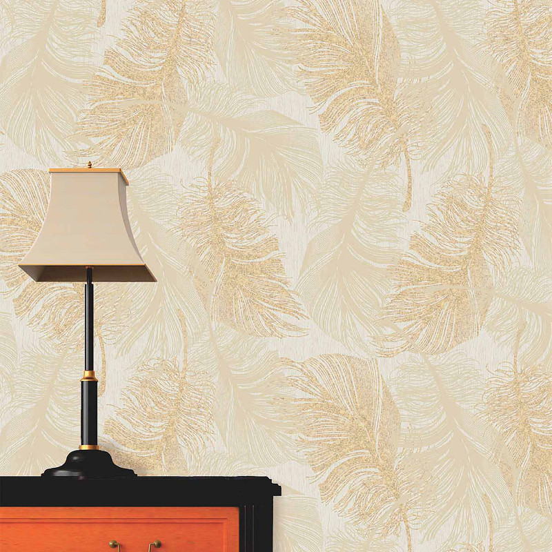 Coloroll Feathers Wallpaper In Gold Effect M0926