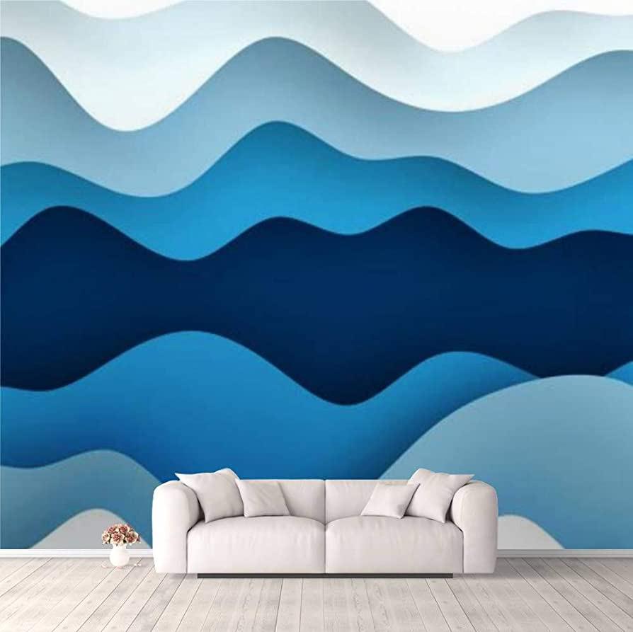 Amazon 3d Wallpaper Blue Paper Art Cartoon Abstract Waves