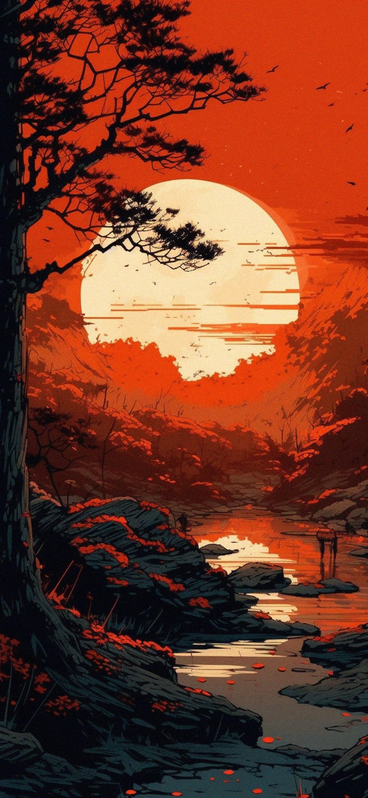 Red Sunset Anime Wallpapers Anime Red Wallpapers for iPhone