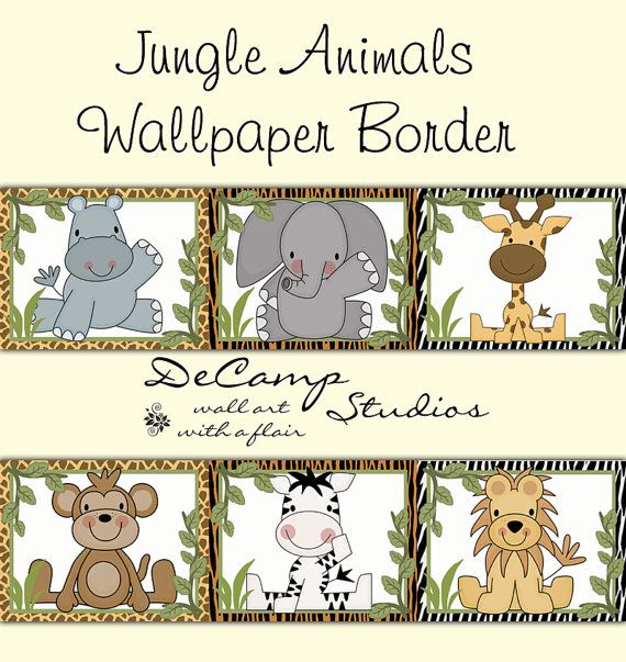 Cute Jungle Animals Wallpaper Border Wall Decals For Baby Boy Nursery