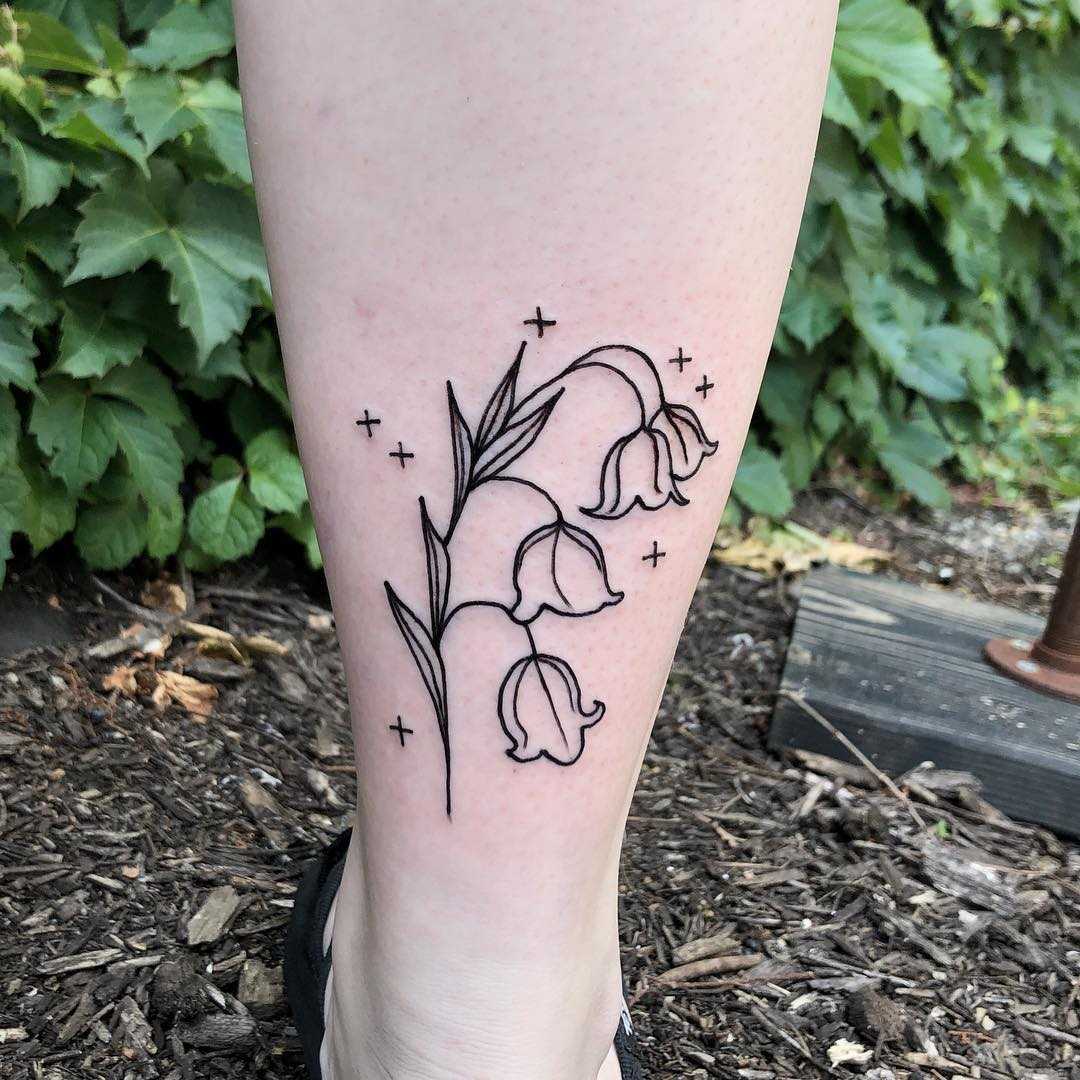 Lily Of The Valley Tattoo On Calf Wallpaper