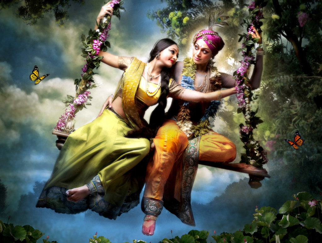 Aqu Krishna est con Radha en plan seductor Es una escena con todo 1024x774