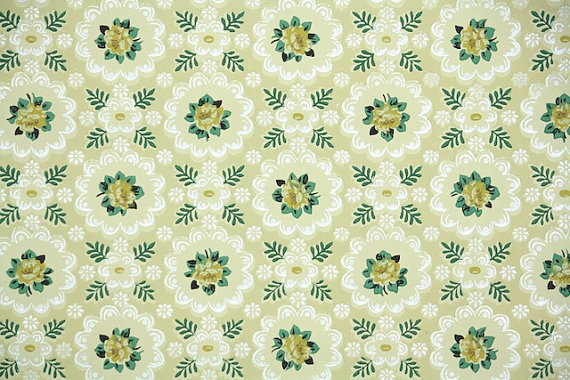 S Vintage Wallpaper Floral With Small Yellow Roses In