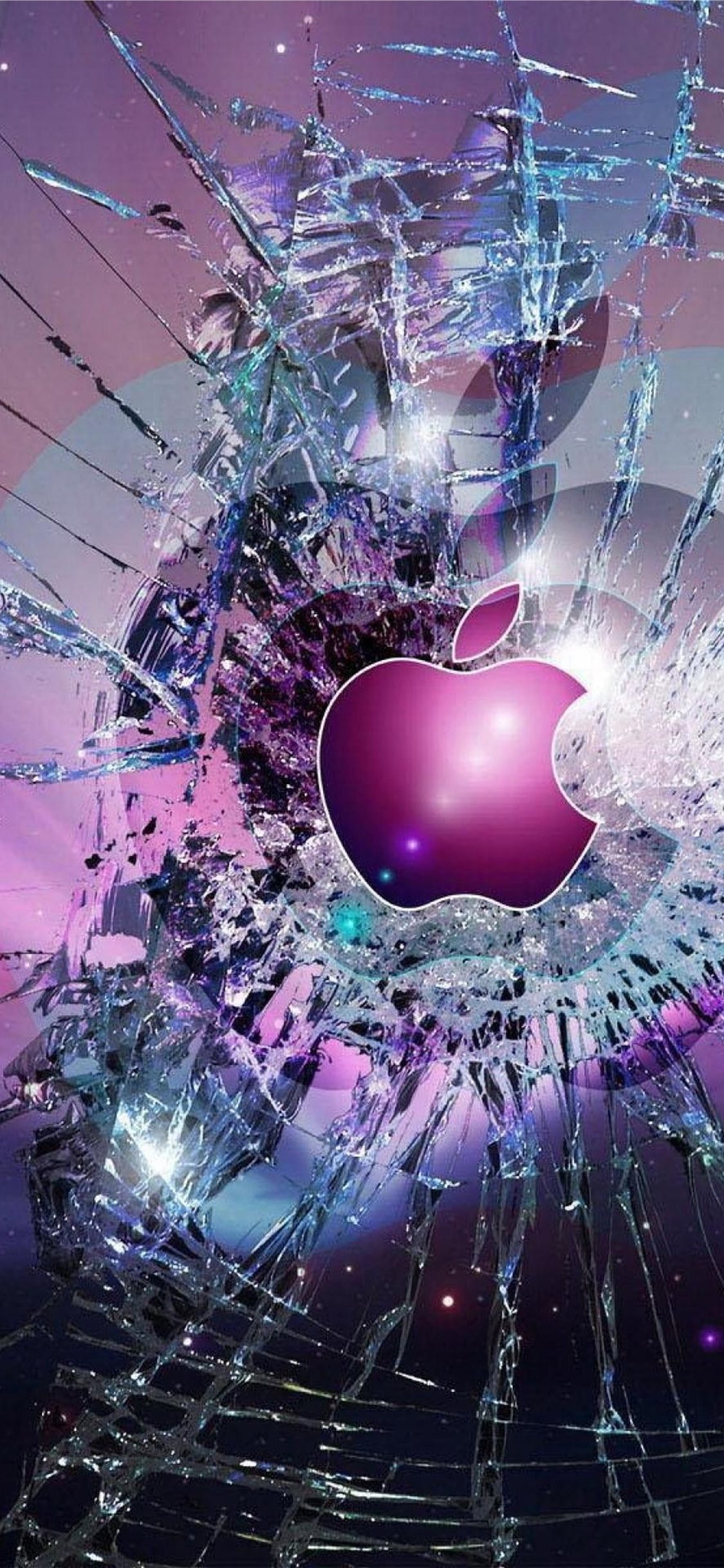 Cool Lock Screen Broken Glass iPhone X Wallpaper