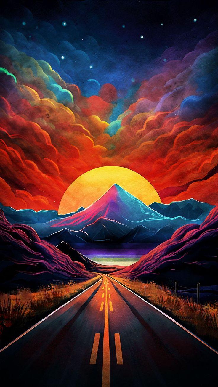 Background Desktop HD Wallpaper Roads Mountains Lake Sun