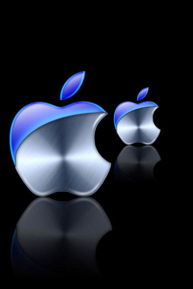 Blue And Sliver Apple Logo iPhone Wallpaper HD