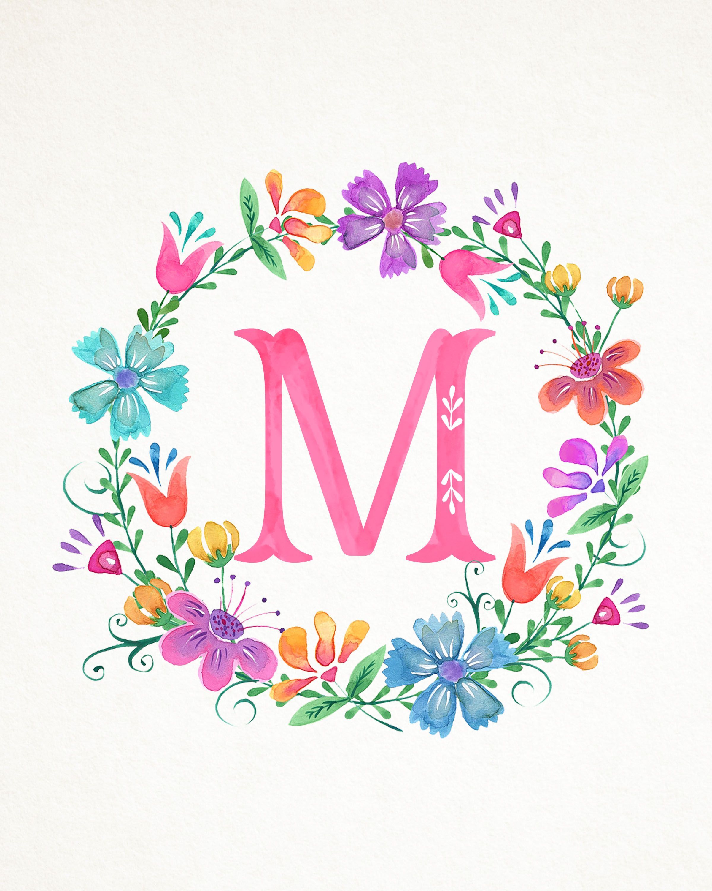 Mylene On A Initial Letter Floral Letters Monogram