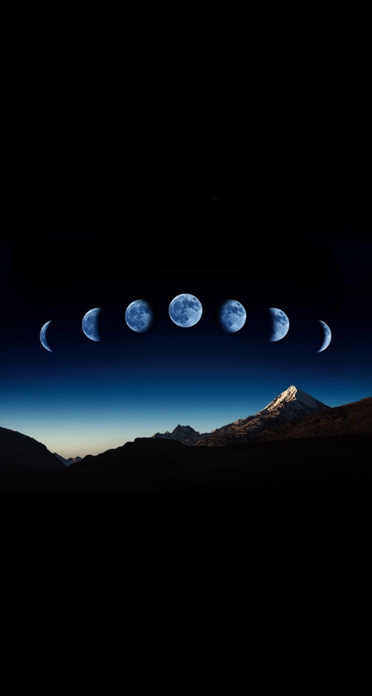 Moon Phase Mountain iPhone Wallpaper Background Lockscreen