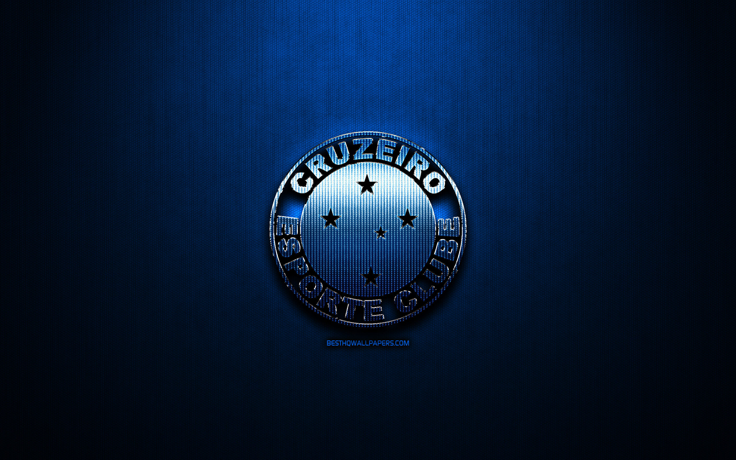 Wallpaper Cruzeiro Fc Blue Metal Background Brazilian