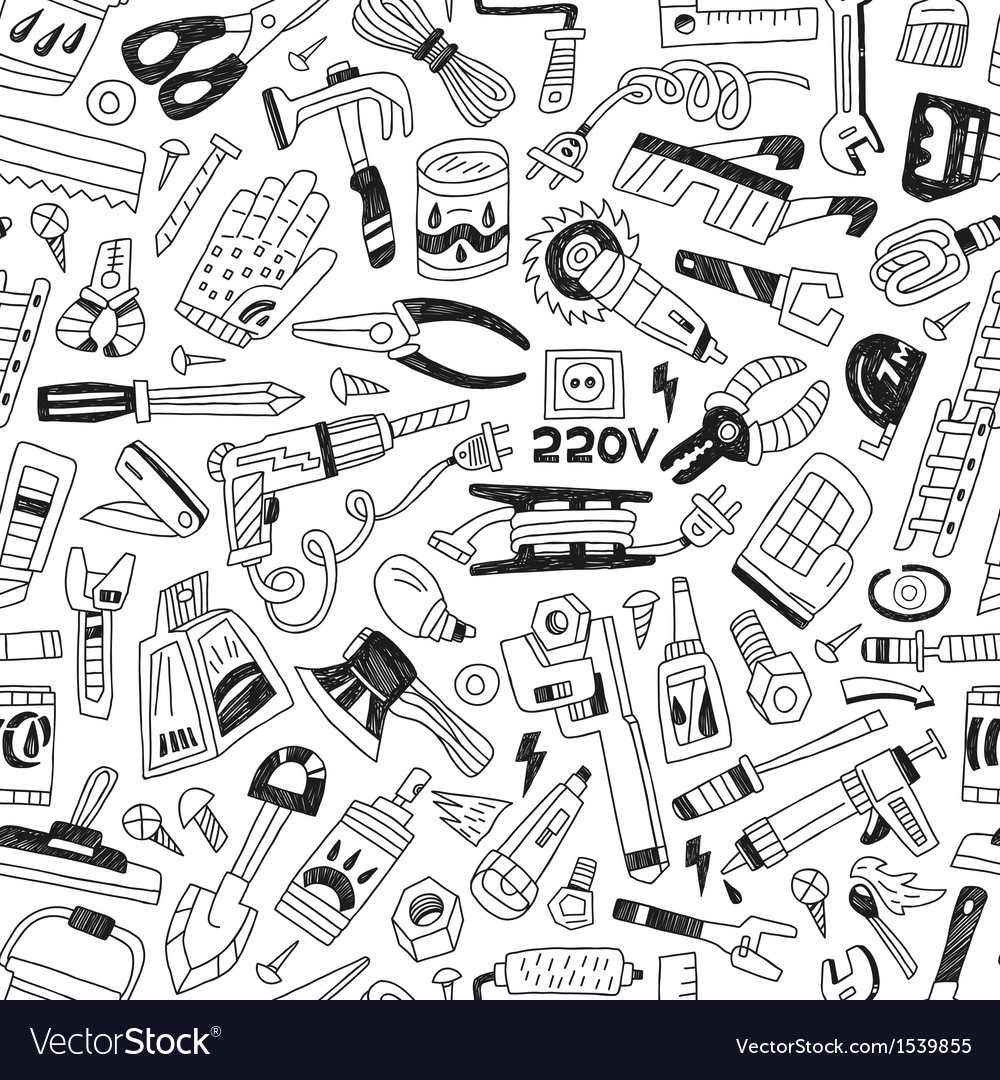 Work Tools Seamless Background Royalty Vector Image