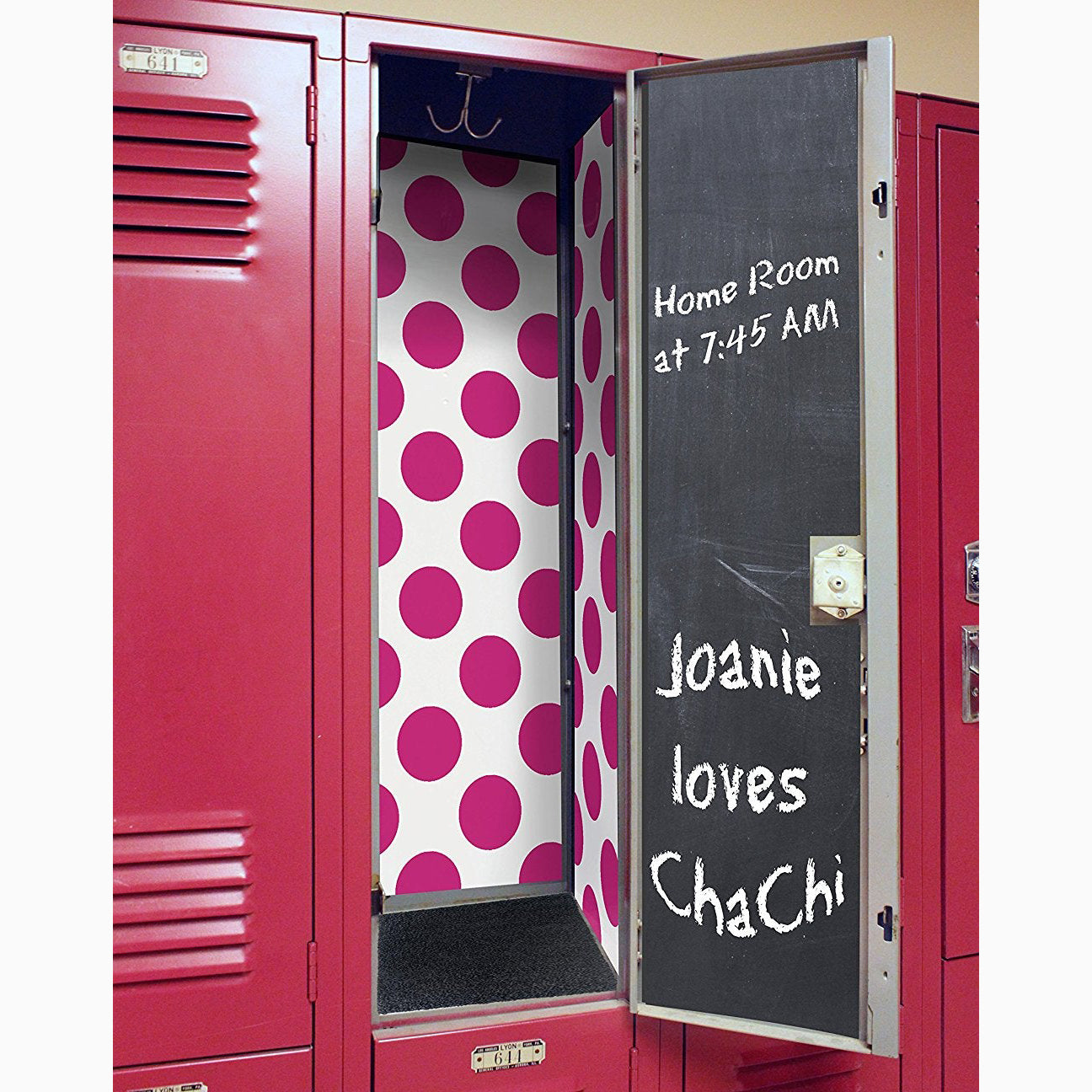 Hot Pink Dot Back To School Deluxe Magic Locker Wallpaper