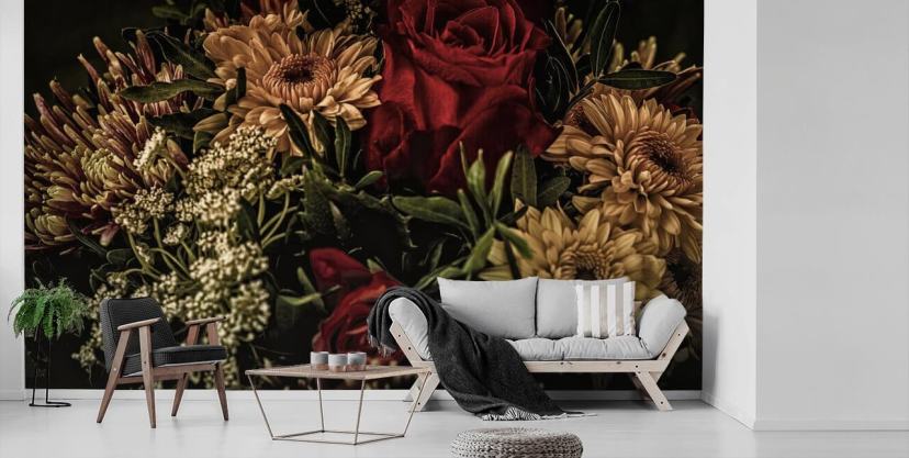 Dark Floral Wallpaper And Wall Murals