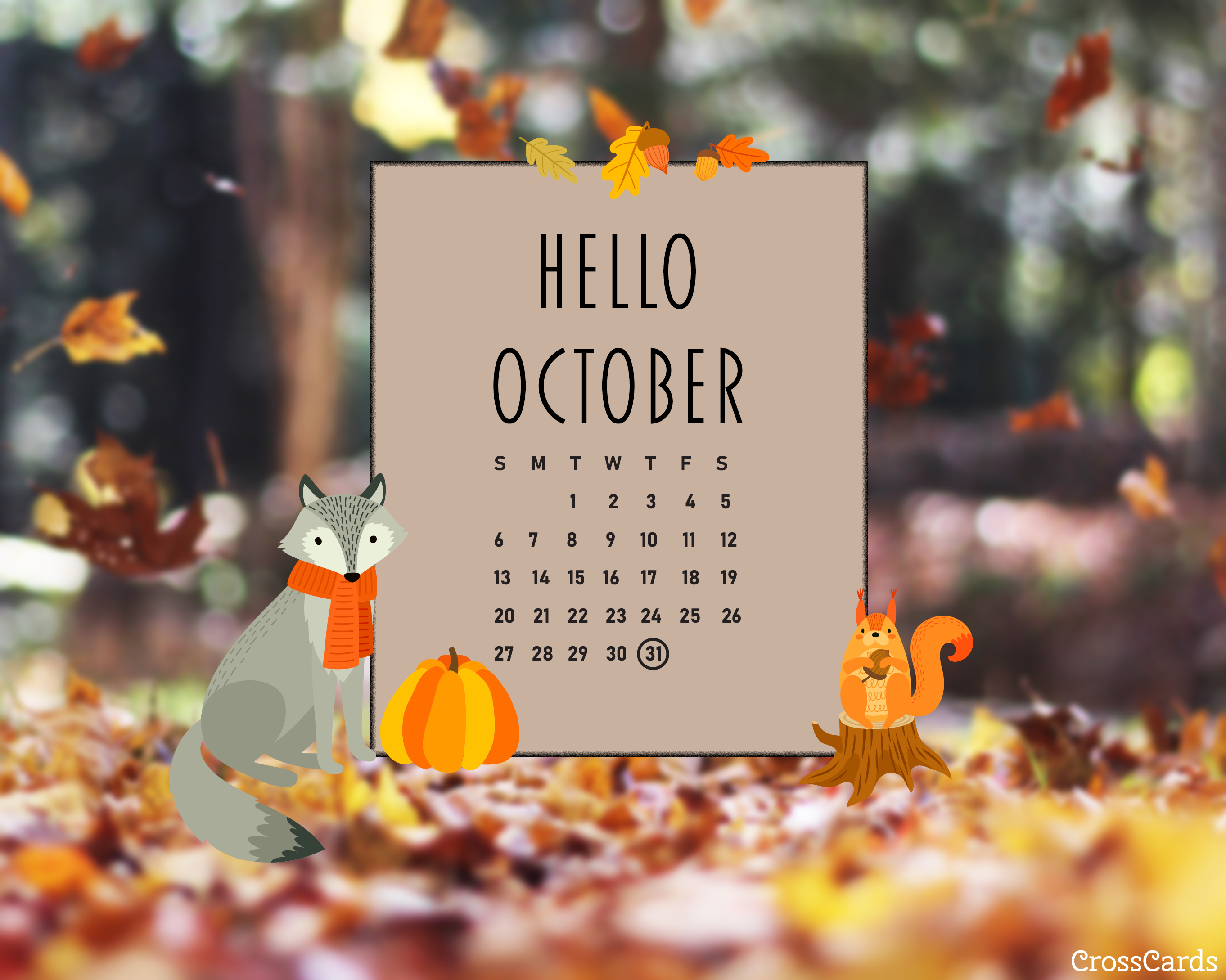 October 2019   Hello October Desktop Calendar  Free October Wallpaper