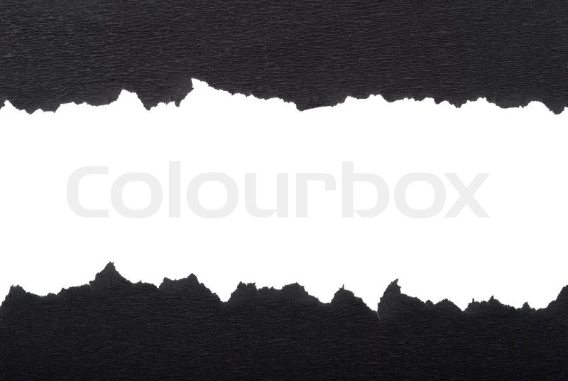 Stock Image Of Torn Black Paper On White Background