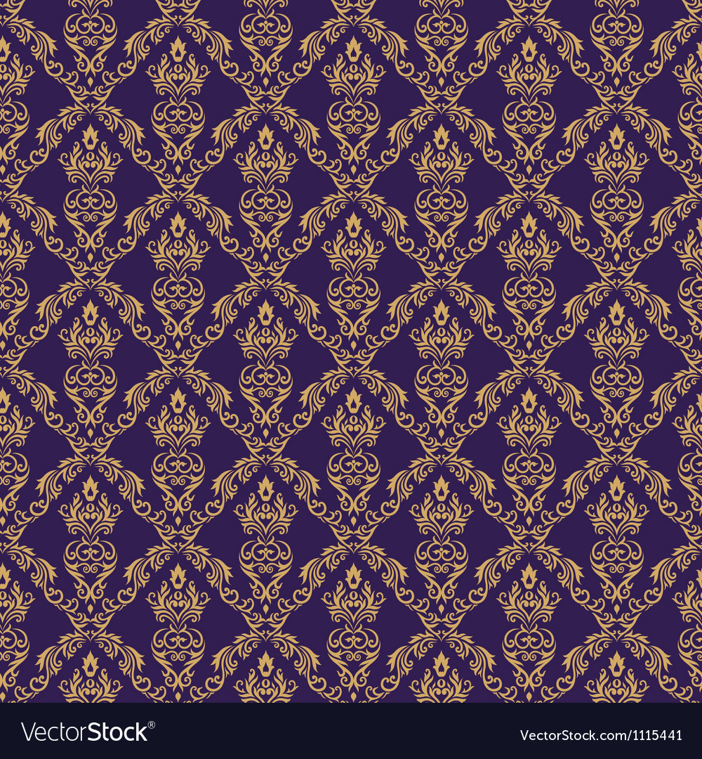 Seamless Damask Wallpaper Purple Color Vector Image