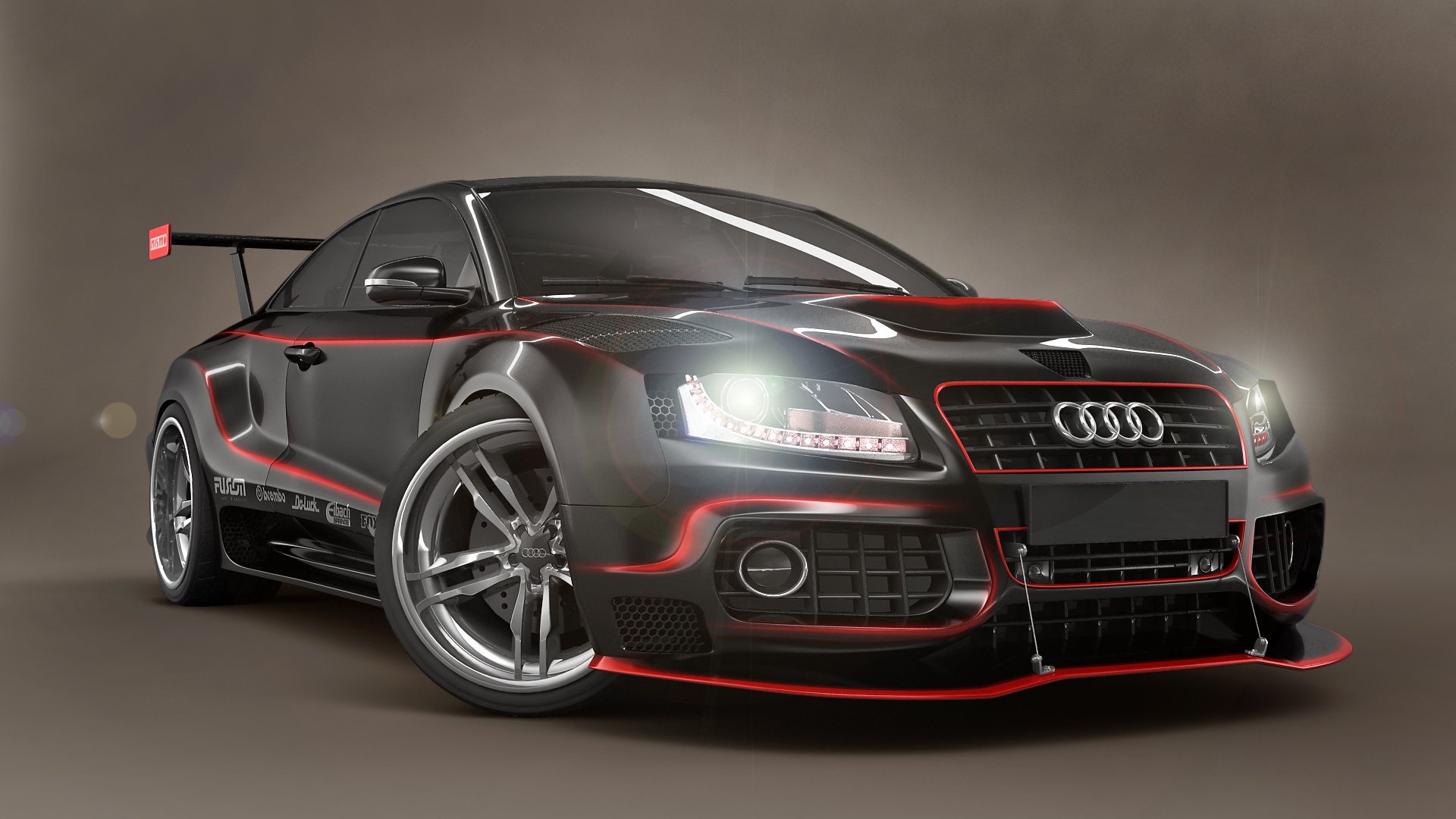 Audi Black And Red Tuning Wallpaper HD Cars