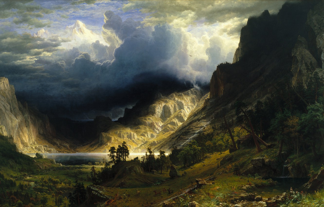 Wallpaper Picture Painting Albert Bierstadt A Storm