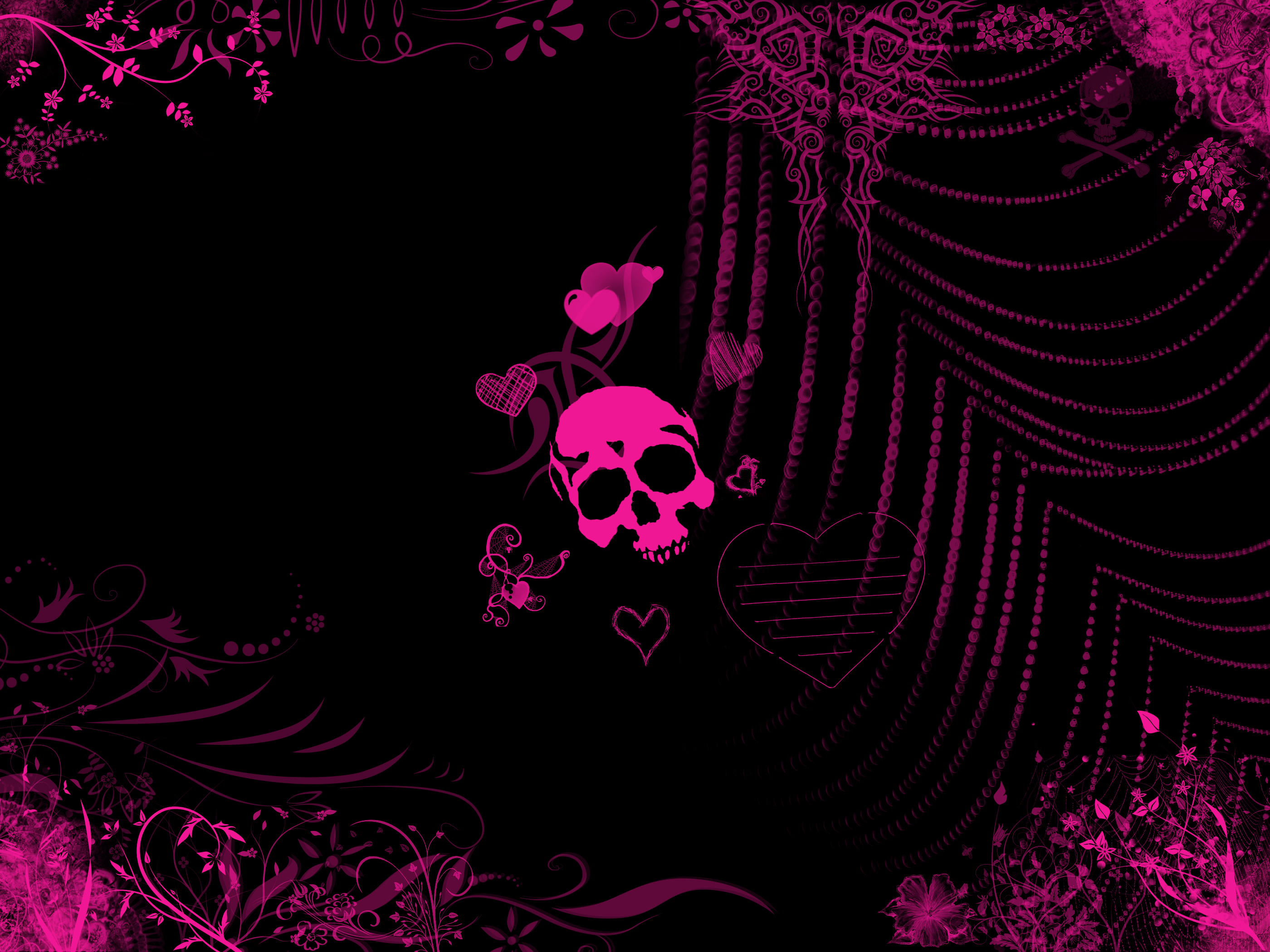 Girly Skull Wallpaper Related For Pink Emo