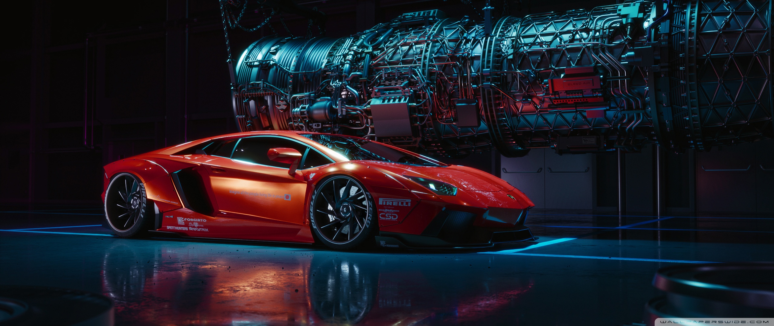 Orange Lamborghini Aventador Supercar Ultra HD Desktop Background