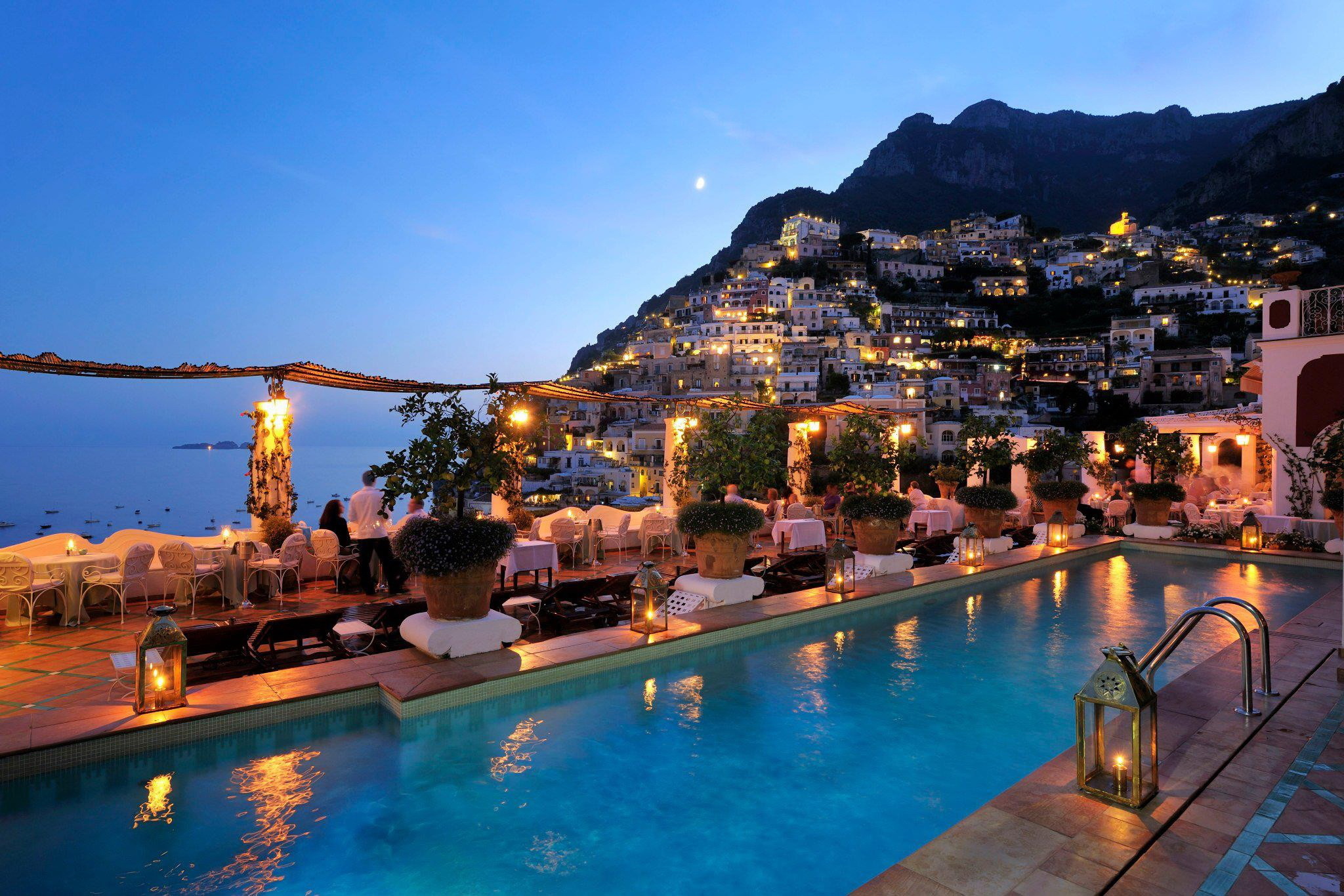 Wallpaper Le Sirenuse Positano Italy Luxury Hotel Evening Pool