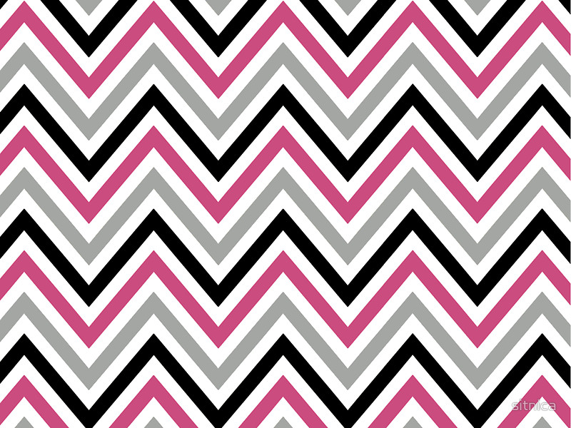 Zigzag Chevron Stripes Gray Black Pink White By Sitnica