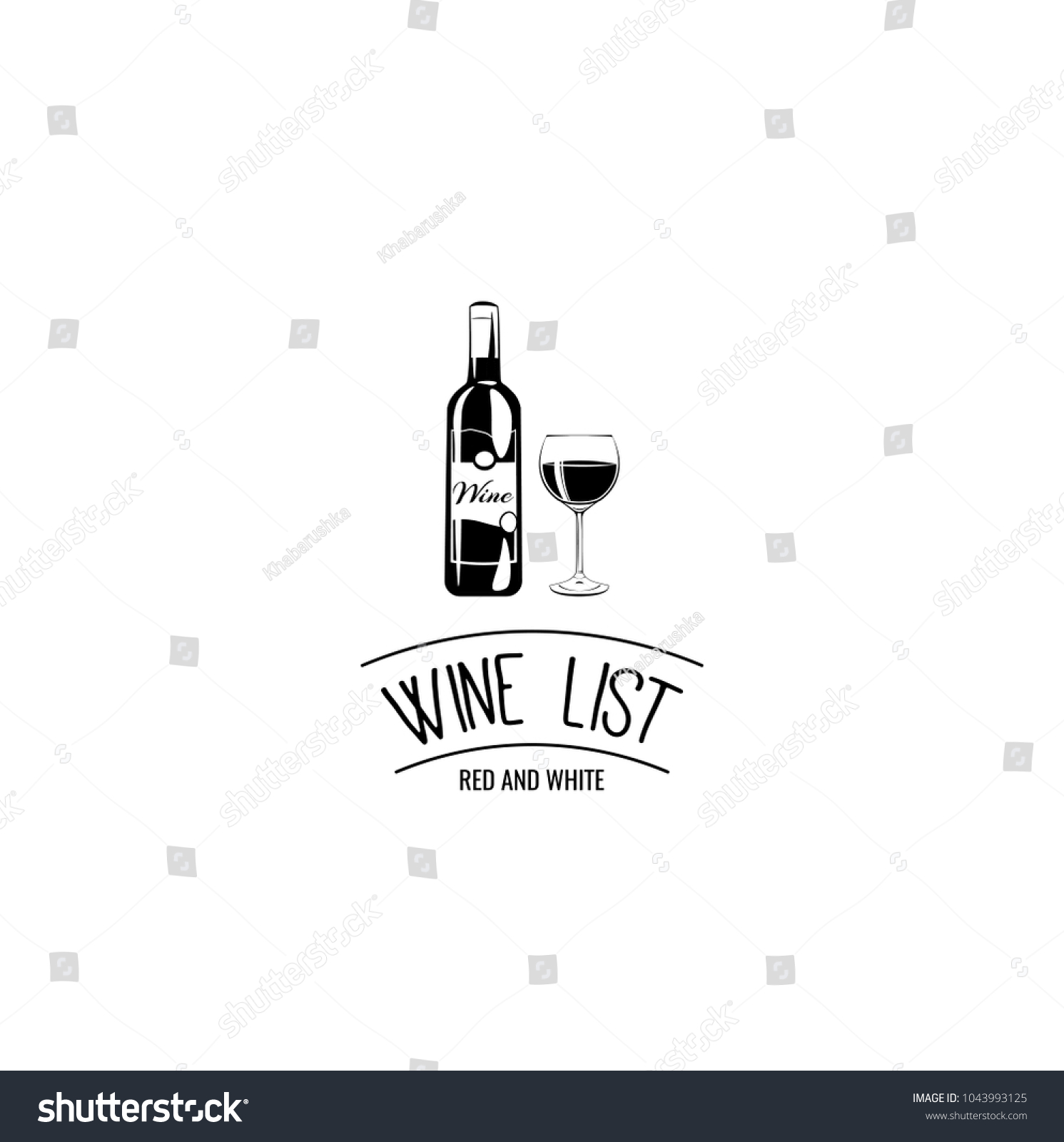 Wine List Design Bottle Glass Stock Vector Royalty