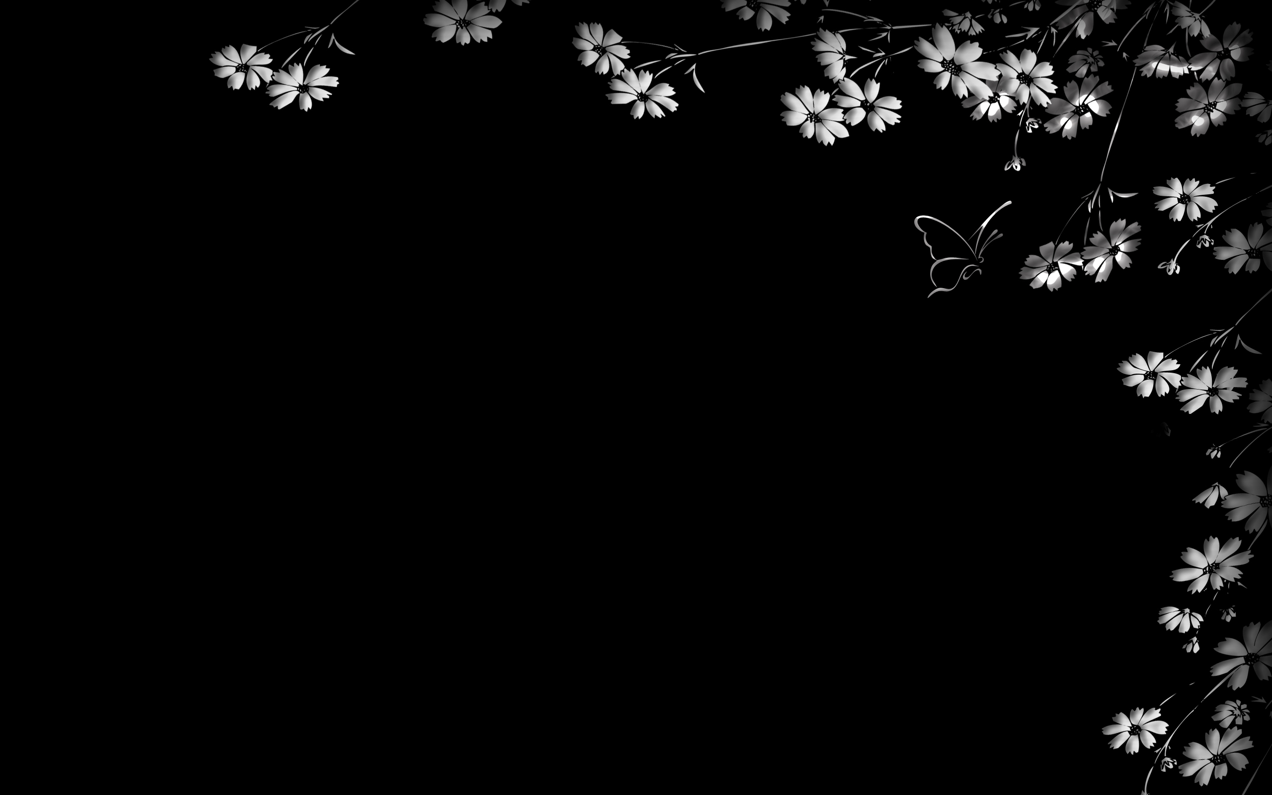 Black Flowers Wallpaper Grasscloth