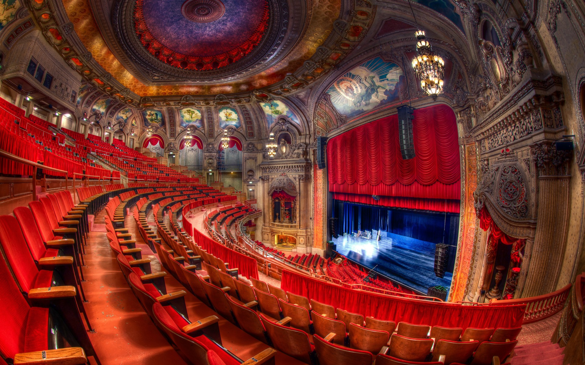 Theatre Chicago Scene Red Chairs Light Beauty Pictures