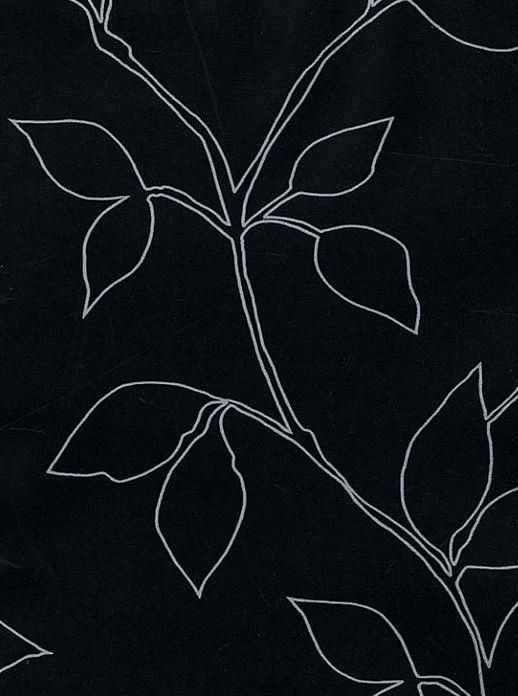 Wallpaper By The Yard Contemporary Silver Metallic Leaf Outline Black