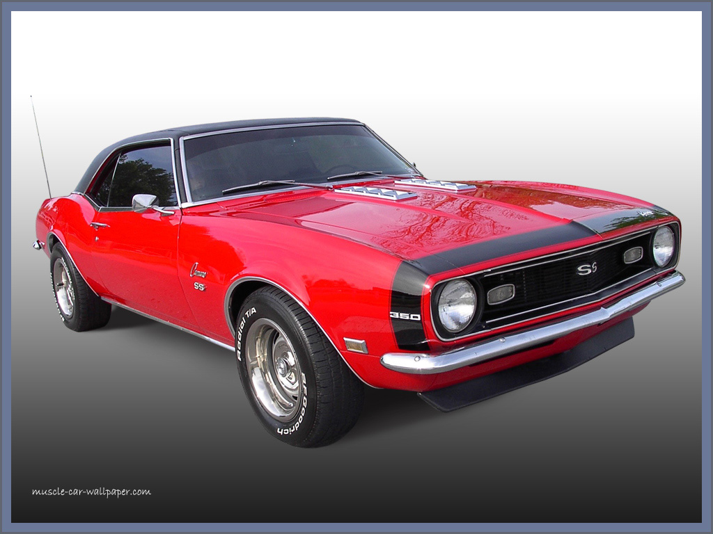 1968 Camaro SS Wallpaper   Red Sport Coupe   Right Front View